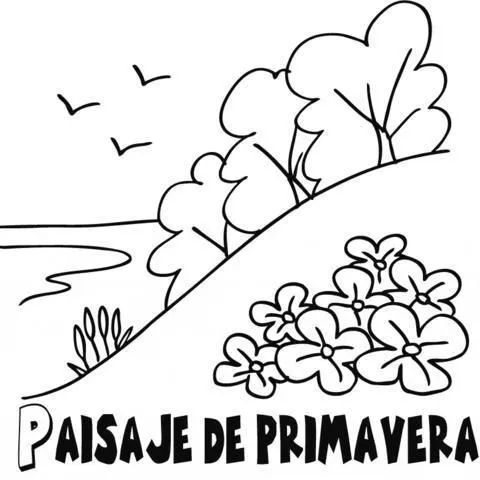 Dibujos de Paisaje en primavera para colorear