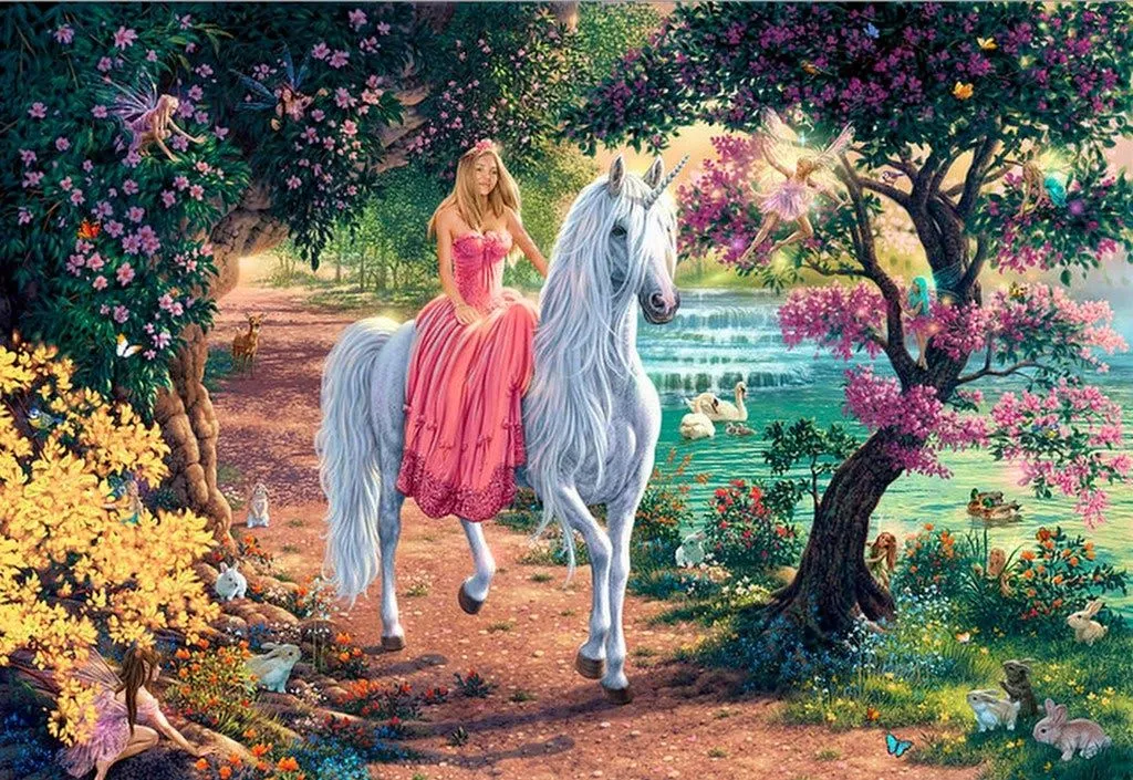 Paisajes con Unicornios Cuadros al Óleo | Imágenes Arte Temático