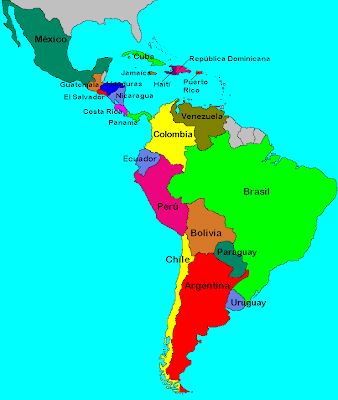 Países que formam a América Latina. | A influência da colonização ...