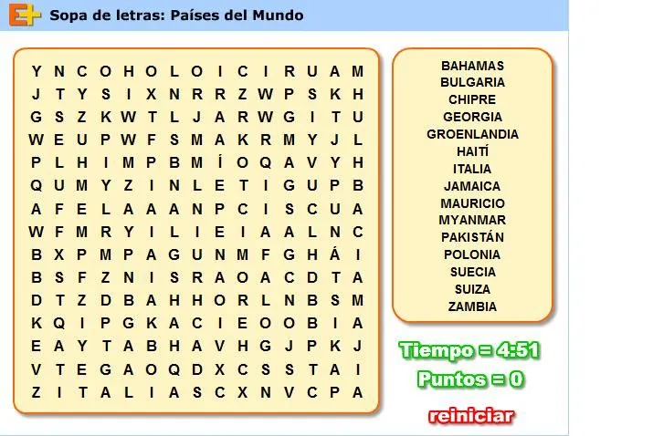 PAÍSES DEL MUNDO (Sopa de letras) | NUESTRO CICLO