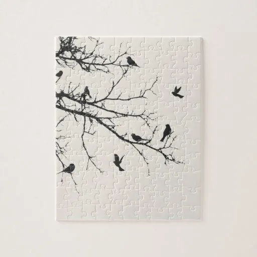 Pájaros en blanco y negro puzzle | Zazzle