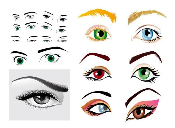 Palabra clave cejas pestañas ojos gafas Vector Free Download