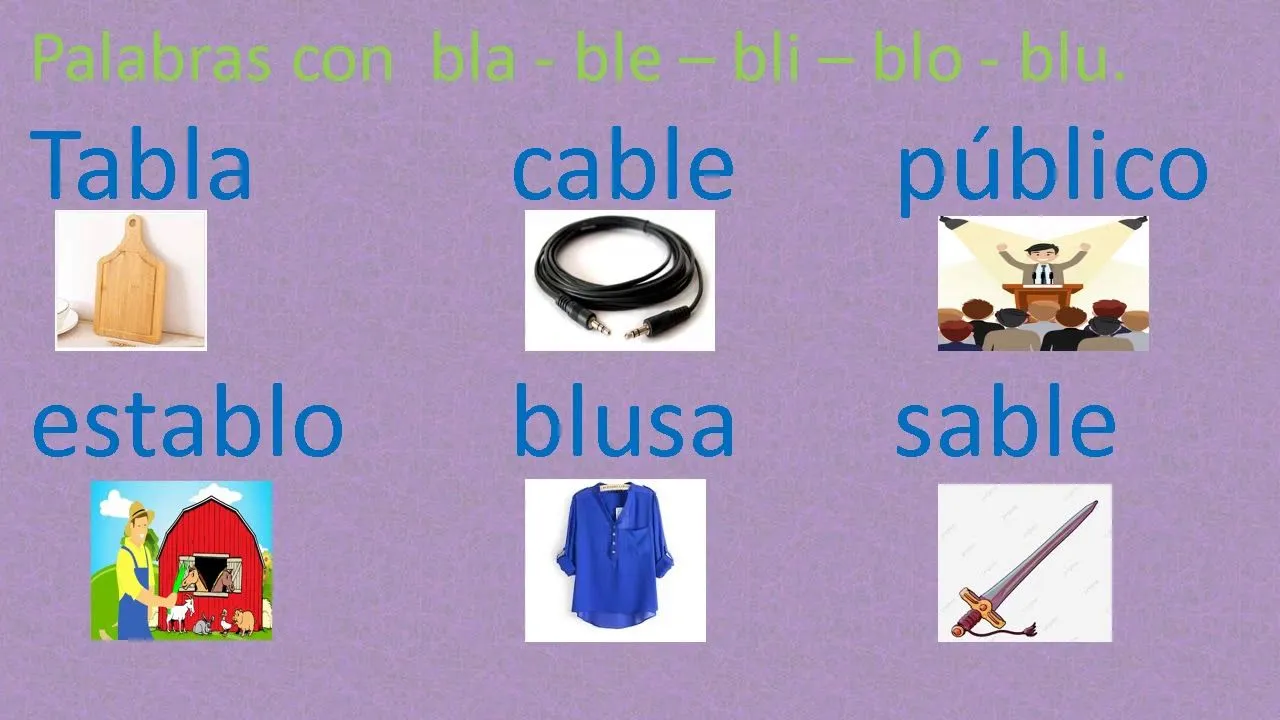 Palabras con bla ble bli blo blu - YouTube