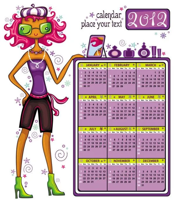 Palabras clave: 2012 cartoon, cute, girl, calendarios, calendario ...