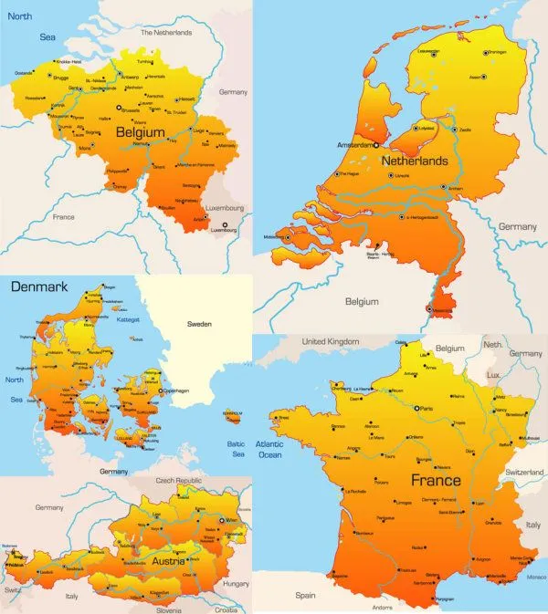 Palabras clave: naranja, amarillo, Europa, mapas, Finlandia, Rusia ...