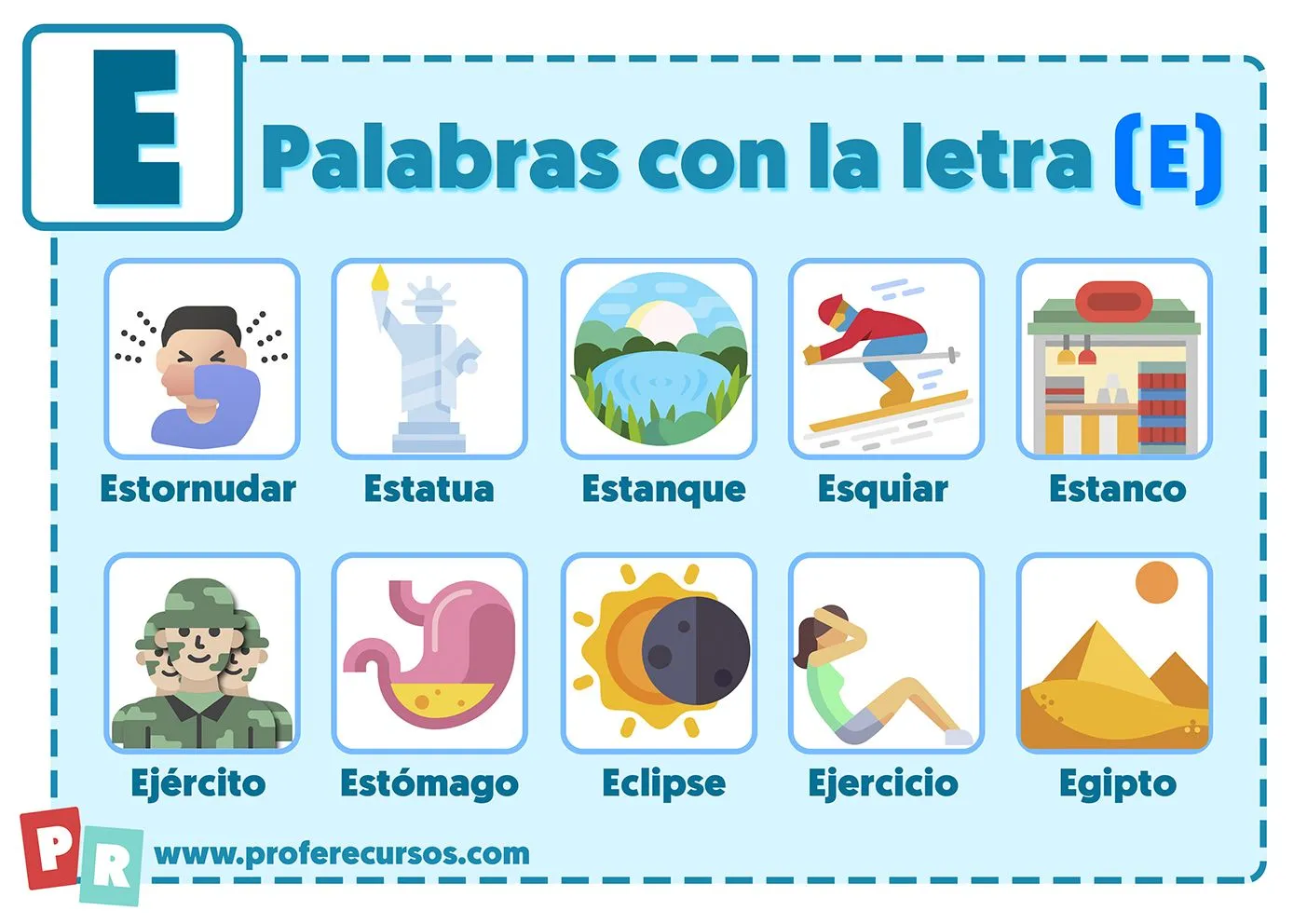 Palabras con E | Que empiezan por la letra E para Niños