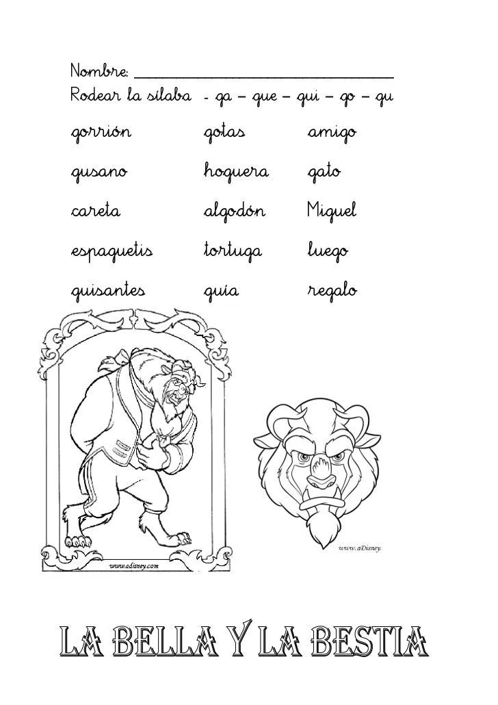 palabras con la letra g Colouring Pages