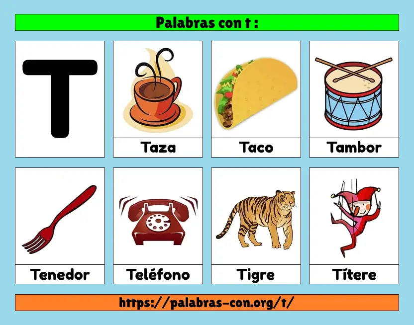 Palabras con t / T ⭐️ Cosas | Objetos | Animales ⭐️ Letra t