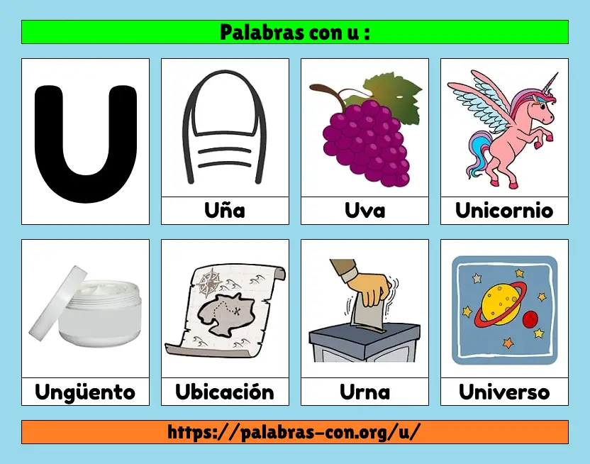 Palabras con u / U ⭐️ Cosas | Objetos | Animales ⭐️ Letra u