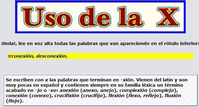 Uso de la x en palabras que terminan en -xión | JUGANDO Y APRENDIENDO