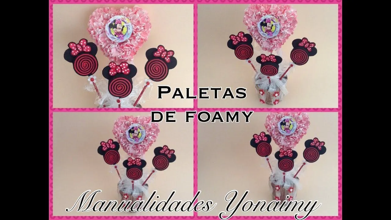 PALETAS DE MINNIE HECHAS CON FOAMY O GOMA EVA - YouTube