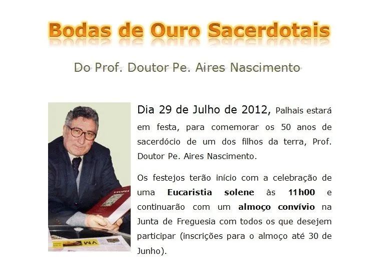 Palhais à vista: Bodas de Ouro Sacerdotais