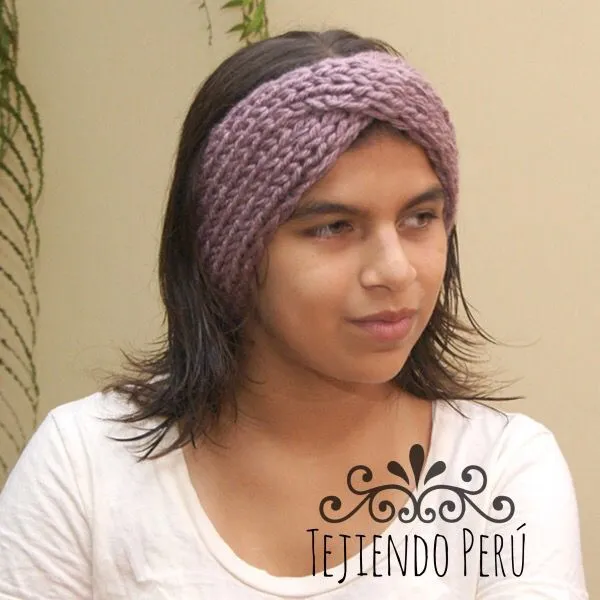 Turbante (vincha o diadema) cruzado tejido en dos agujas o palitos ...