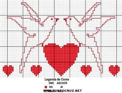 Corazones de punto de cruz gratis - Imagui