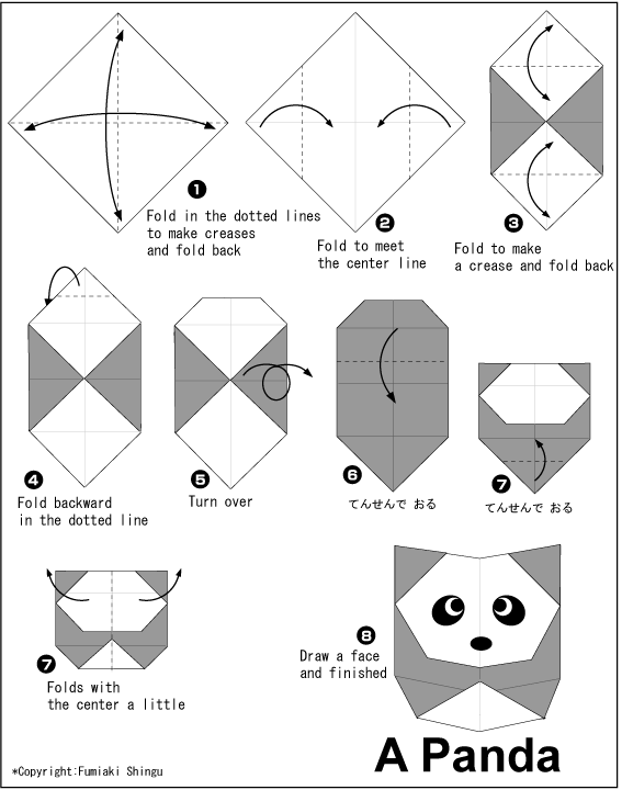 Panda - Easy Origami instructions For Kids