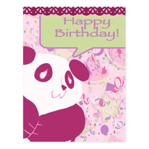 Panda del rosa de la sandía del feliz cumpleaños postal | Zazzle