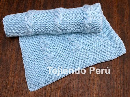 Pantalón y cobija con trenzas para bebés tejido en dos agujas o ...