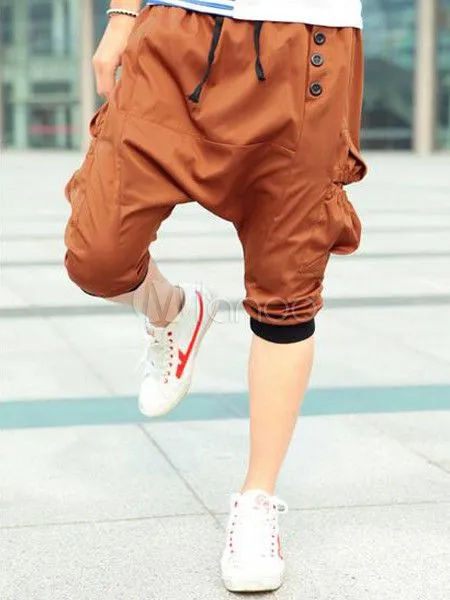 Pantalones cortos de algodón de color marrón de estilo Hip Hop ...