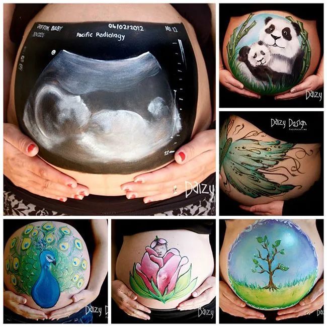 Panzas de embarazadas pintadas con bebés - Imagui