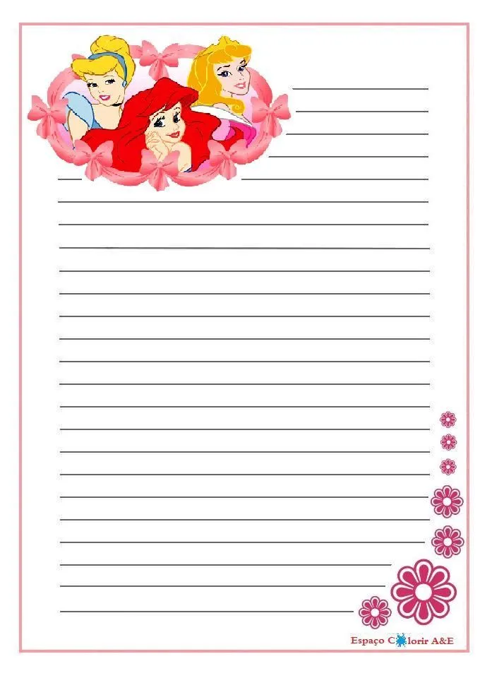 Papel De Carta Das Princesas Disney Para Imprimir! in 2023 | Writing paper  printable, Printable stationery, Writing paper