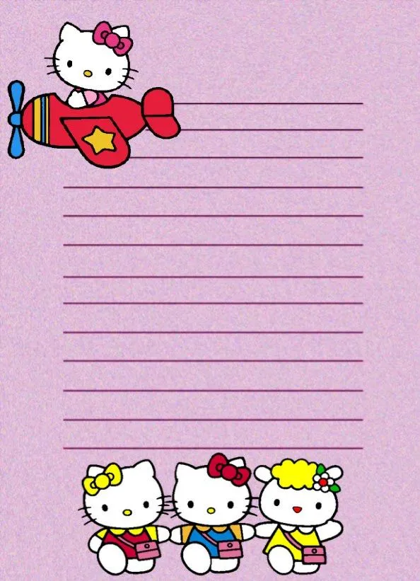 PAPEL DE CARTA INFANTIL DE LA HELLO KITTY EN AVIONETA : COSAS PARA ...