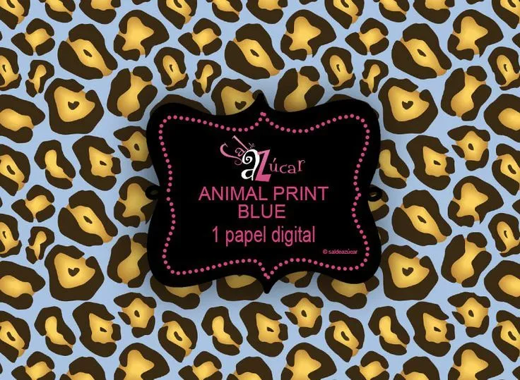 Papel Digital Animal Print Fondo Azul #papeldigital #scrapbookin ...