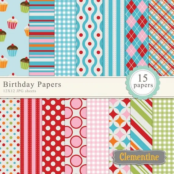 Birthday digital paper 12x12 digital by ClementineDigitals on Etsy