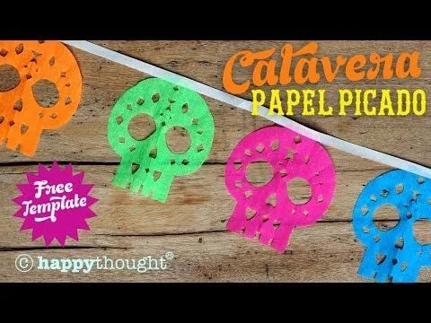 Como hacer papel picado calaveras banderines por el dia de los muertos -  YouTube