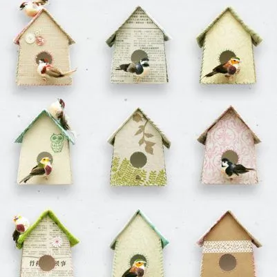 papel pintado casita pájaros - telas & papel