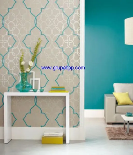 Papel pintado espumado fondo gris lineas en mosaico plata y ...