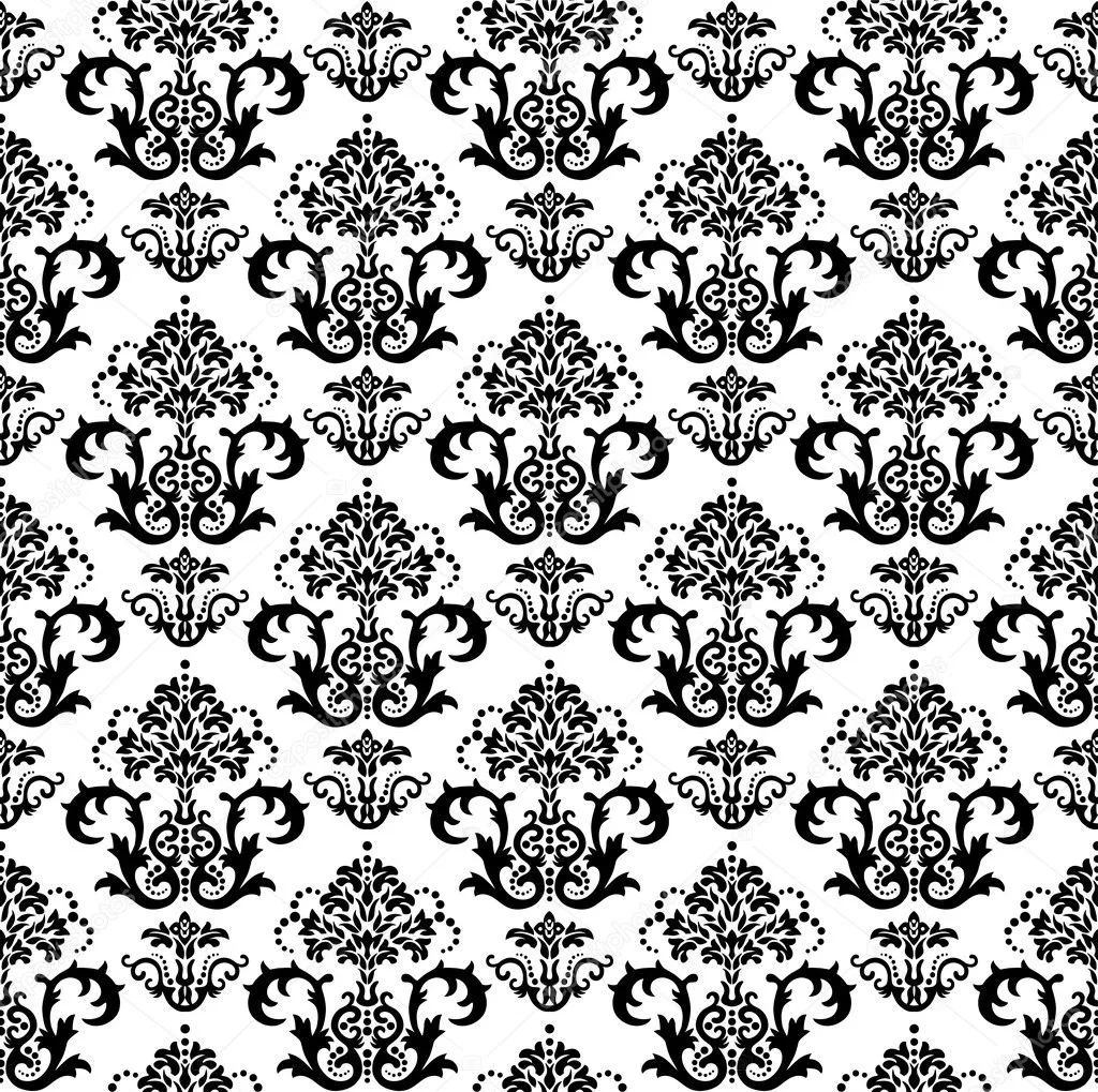 papel tapiz floral blanco y negro sin costura — Vector stock ...