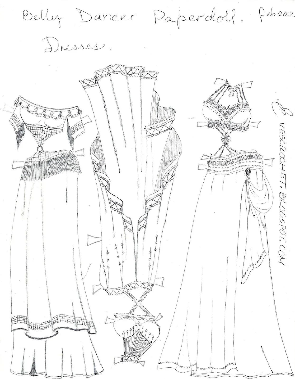 PAPER DOLL EVE: A GIRL DREAMS~: Belly dancer dresses to color ...