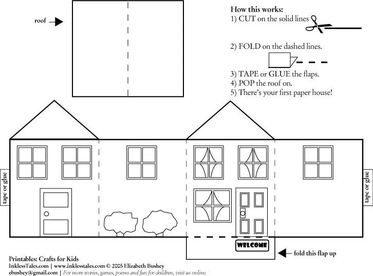 paper house template - bjl | Casas de papel, Casas brillantes, Putz houses