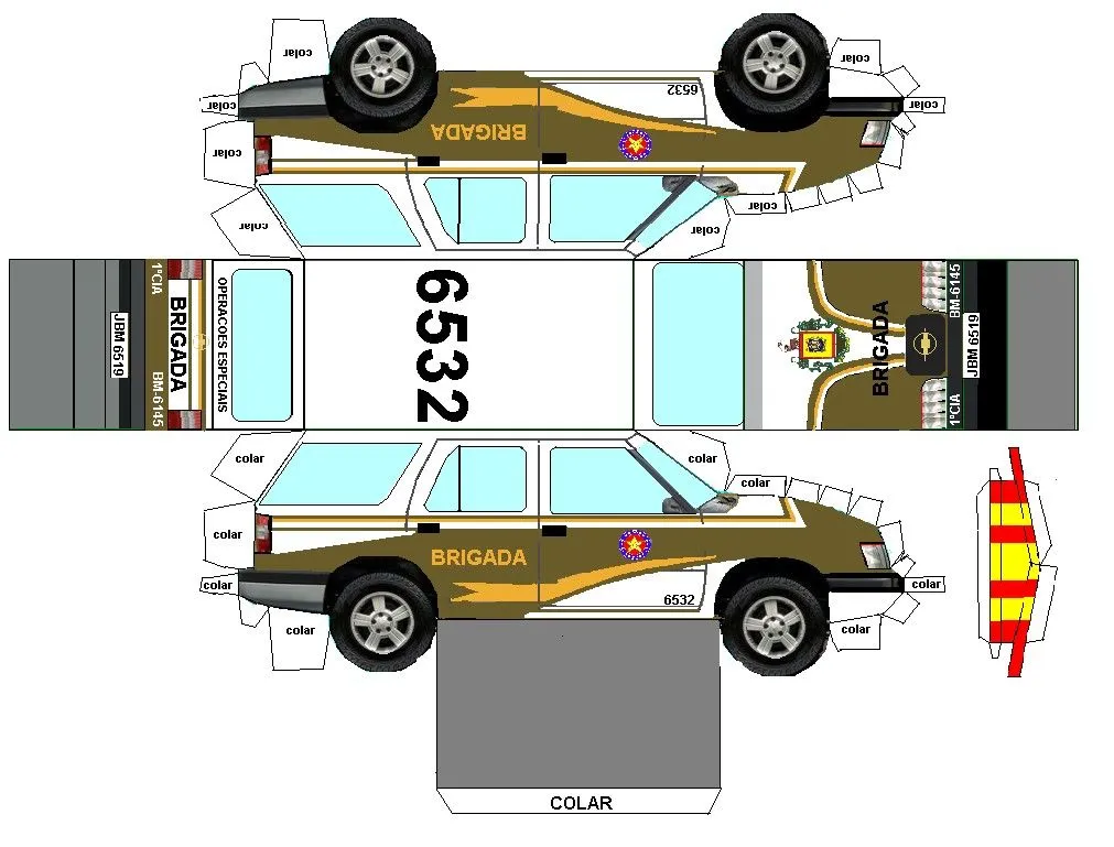 papercraft brasil: Policia Brigada Militar carros em miniatura