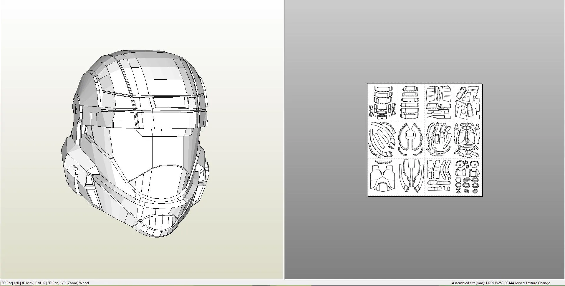 Papercraft .pdo file template for Halo ODST - Master Chief Helmet.