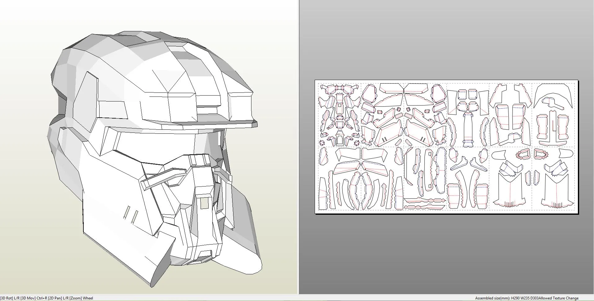 Papercraft .pdo file template for Halo Reach - EOD Helmet.