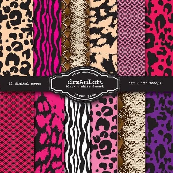 Paquete de papel Digital de Animal Print coincide con por DreAmLoft