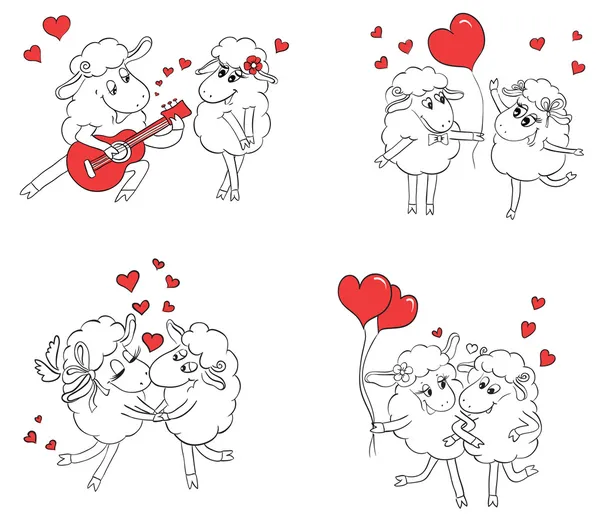 pareja de enamorados. conjunto de ovejas felices fotos graciosas ...