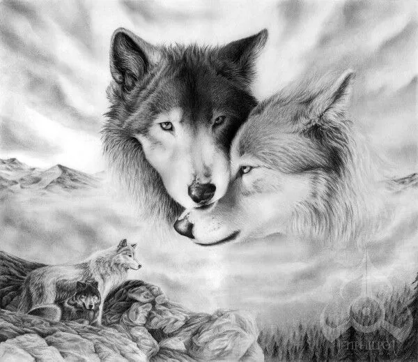 Pareja de lobos :) | Lobos :) | Pinterest | Dibujos increíbles y ...