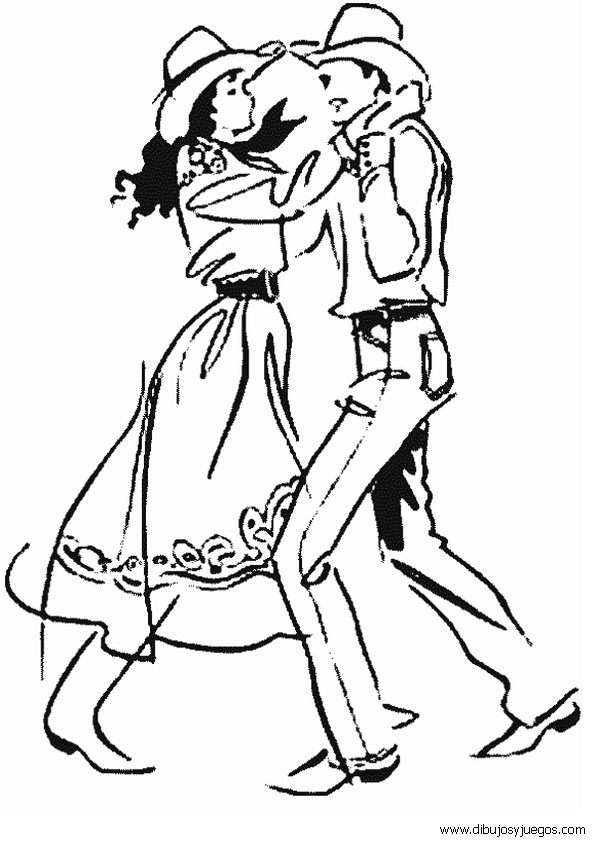 parejas-baile-country-003 | Dibujos y juegos, para pintar y colorear