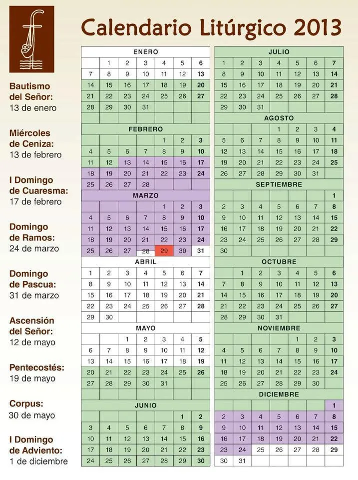 PARROQUIA DE LA ASUNCIÓN DE NTRA SEÑORA. : CALENDARIO LITÚRGICO 2013