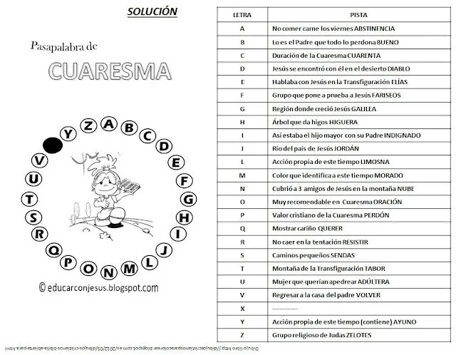 Parroquia La Inmaculada: Actividades para la Cuaresma con soluciones