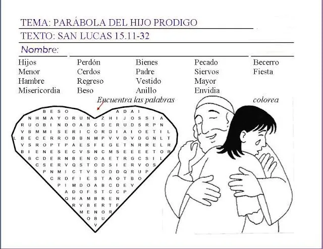 Parroquia La Inmaculada: Sopa de Letras: parábola del Hijo Pródigo