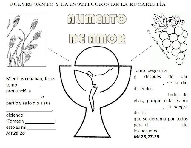 Parroquia La Inmaculada: Fichas para el Jueves Santo (