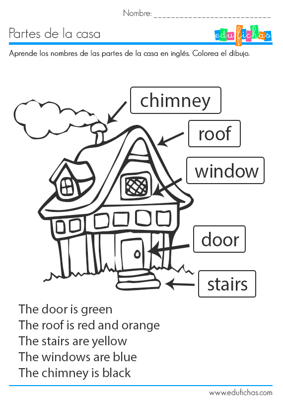 ▷ Partes de la Casa en Inglés | Fichas de vocabulario + ejercicios