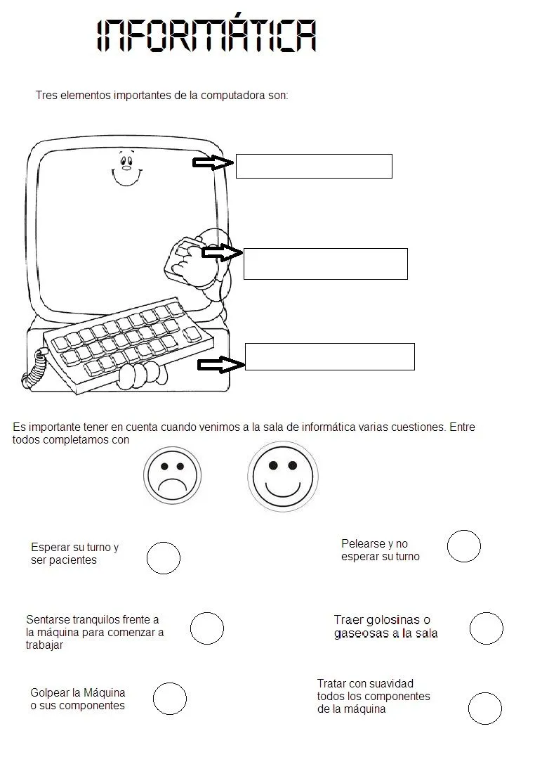 Partes de un computador para niños de primaria - Imagui