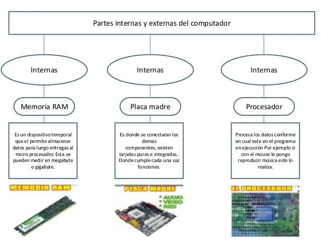 Partes internas y externas del computador