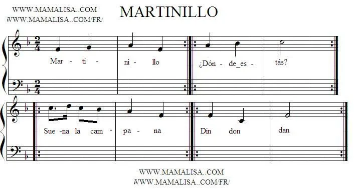 Partitura de Martinillo - Mamá Lisa's World en español