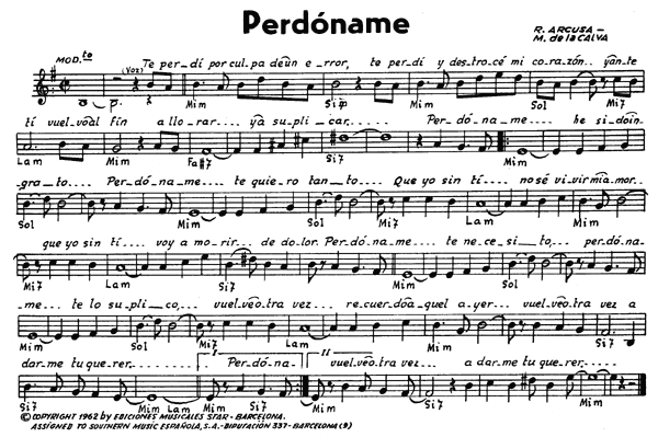 Partitura PERDONAME