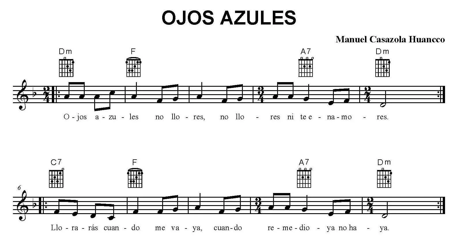 PARTITURAS EN LA ESCUELA: Ojos azules